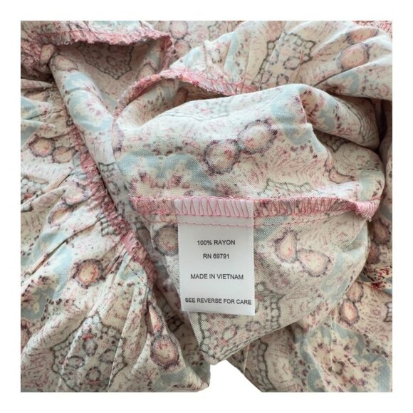 WESTPORT 1962 Women SZ XL Boho Floral Print Blouse With Ruffle Hem & 3/4 Sleeves - Picture 4 of 14